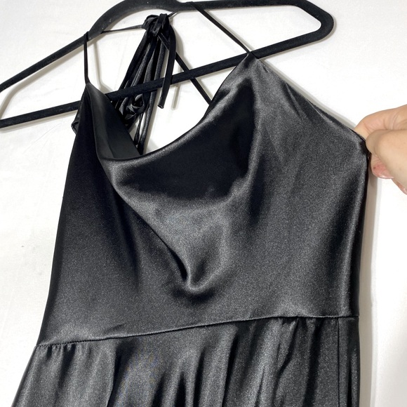 Cinderella Divine Elegant Black Satin Spaghetti Strap  Formal Evening Gown M - Picture 7 of 16